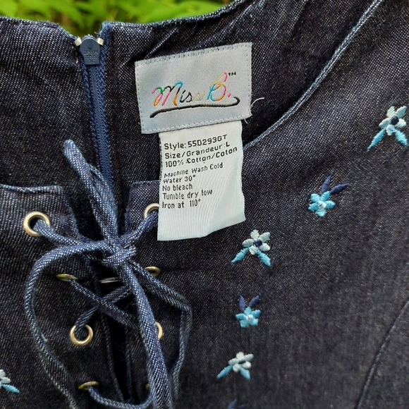 Vtg Embroidered Denim Maxi Dress Large - Picture 4 of 6